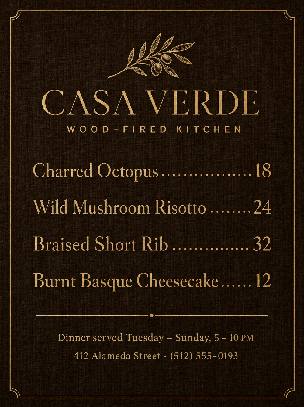 Restaurant menu / promo